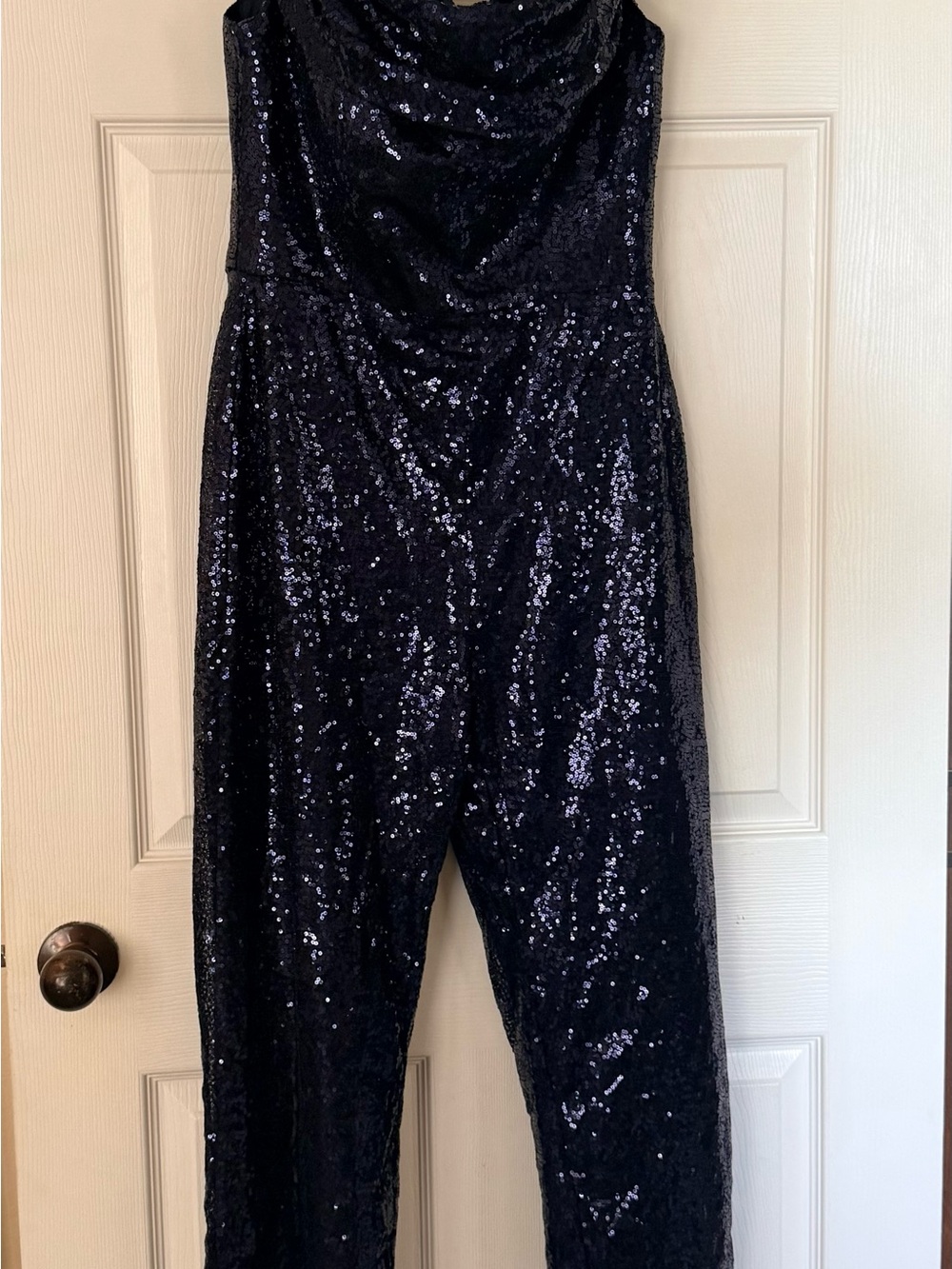 Strapless Navy  Sequin Jumpsuit